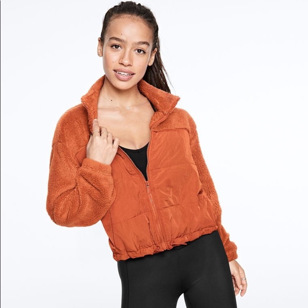 Victoria’s Secret PINK Quilted Teddy Puffer Jacket Chesnut Spice Large